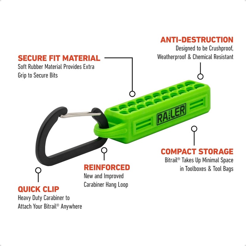 Railer Allen Wrench Hex Bit Set - 2 Inch Impact Driver 20pc Hex Bit Set With A Bit Holder & Carabiner. Premium S2 Steel, Ideal For Furniture Screws - Image 4